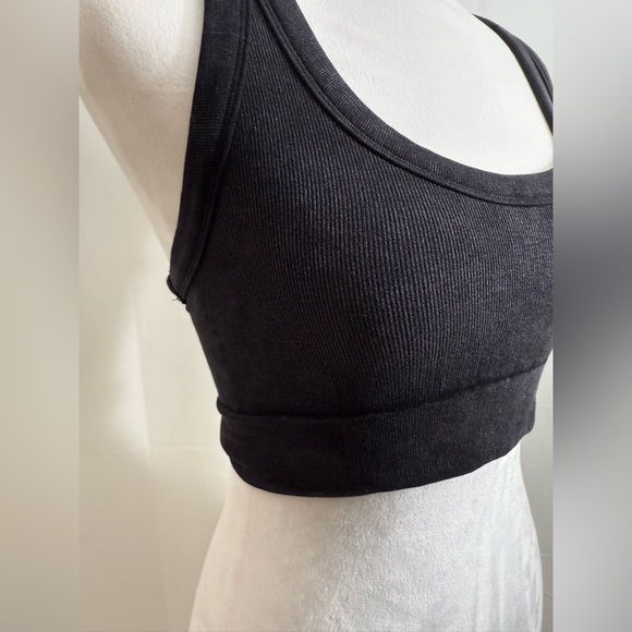 Free People Movement “Go To Sports Bra” In Black Stretchy Ribbed Fabric Size M/L - Picture 6 of 10